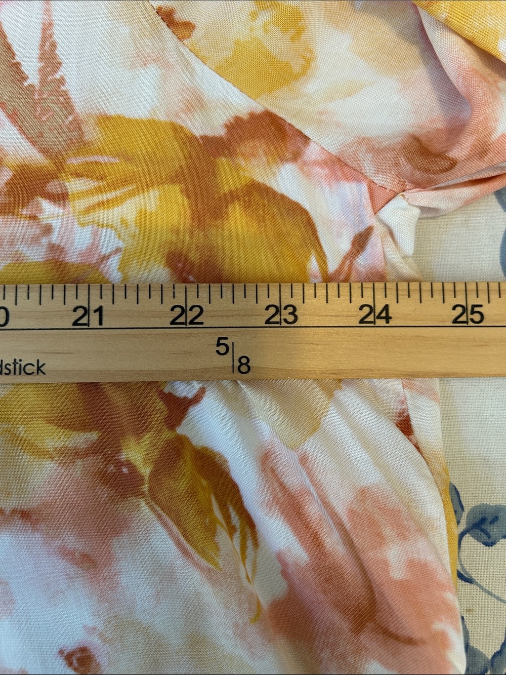 ANDREE BY UNIT Peach & Mustard Floral V‑Neck Tunic 2X Kimono Sleeves - Picture 5 of 8